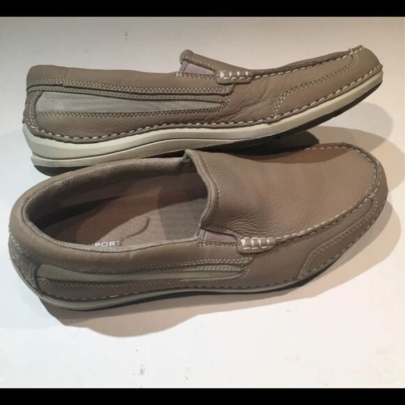 Rockport Beige Leather Loafers with adiPRENE Insoles - Picture 2 of 12